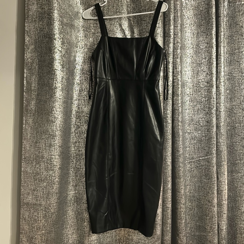 Black leather dress